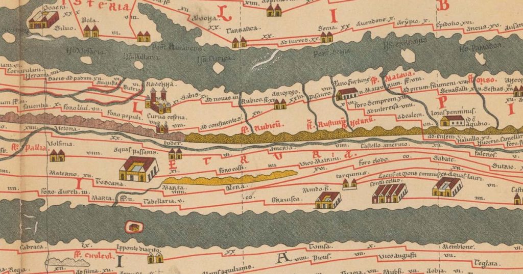 Tabula Peutingeriana, particolare del fiume Rubicone